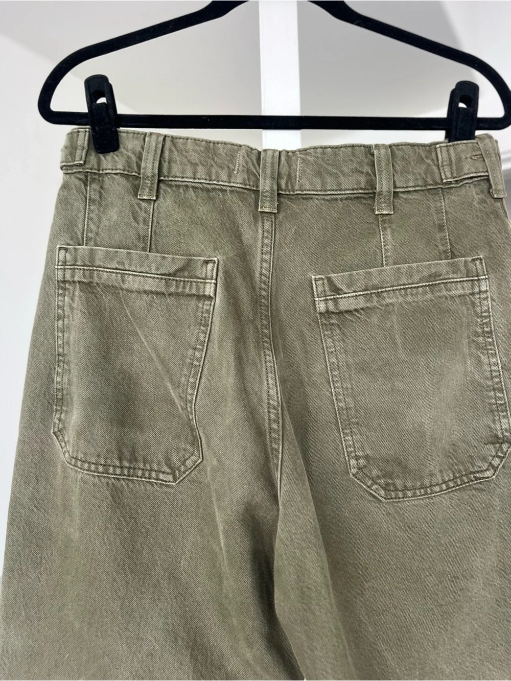 We the Free Palmer Wide Leg Baggy Loose Fit Denim Jeans Army Green Size 27